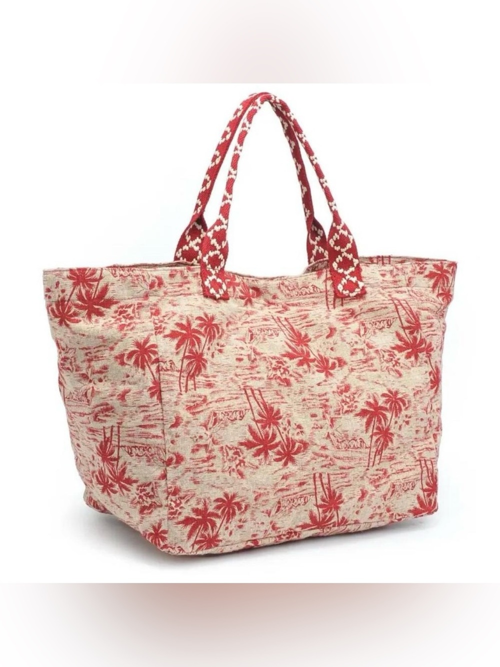 Beach Print Canvas Tote